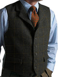 Men's Vest Green Vest Tweed Wool Waistcoat Slim Fit Lapel Plaid Suit Vest Herringbone Tweed Tuxedo Vest 2019 for wedding custom