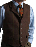 Men's Vest Green Vest Tweed Wool Waistcoat Slim Fit Lapel Plaid Suit Vest Herringbone Tweed Tuxedo Vest 2019 for wedding custom
