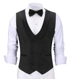 Men's Waistcoat Slim Fit Leisure Cotton Suit Male Gentleman Beckham Business Vest Male Black For Wedding Groomsmen (custom size)