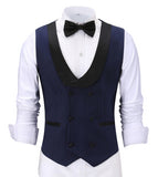 Men's Waistcoat Slim Fit Leisure Cotton Suit Male Gentleman Beckham Business Vest Male Black For Wedding Groomsmen (custom size)