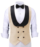 Men's Waistcoat Slim Fit Leisure Cotton Suit Male Gentleman Beckham Business Vest Male Black For Wedding Groomsmen (custom size)