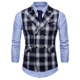 Double Breasted Vest Suit Men 2019 New Arrival High-quality Men's Casual Plaid Waistcoat Double Breasted Vest