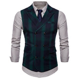 Double Breasted Vest Suit Men 2019 New Arrival High-quality Men's Casual Plaid Waistcoat Double Breasted Vest