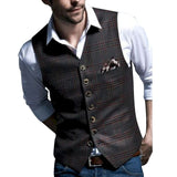 MJARTORIA British Men's Casual Tweed Suit Vest Slim Fit  Lapel Custom Made Waistcoat For Wedding Groomsmen Leisure Business