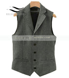 2019British style Men's Casual Tweed suit Vest Slim Fit Notch Lapel custom made Waistcoat For Wedding Groomsmen Leisure Business