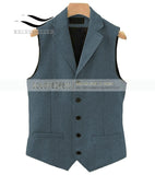 2019British style Men's Casual Tweed suit Vest Slim Fit Notch Lapel custom made Waistcoat For Wedding Groomsmen Leisure Business