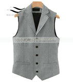 2019British style Men's Casual Tweed suit Vest Slim Fit Notch Lapel custom made Waistcoat For Wedding Groomsmen Leisure Business