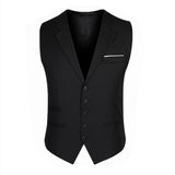 New Black Classtic Patchwork Rayon Collar Men's Suit Vest For Male Business Clothes Button Open Slim Grey Vest