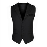 New Black Classtic Patchwork Rayon Collar Men's Suit Vest For Male Business Clothes Button Open Slim Grey Vest