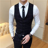 Fashion Brands Men's Suit Vests Business Wedding Dresses Tops Men Slim Fit Male Casual Grid Waistcoat Size S-4XL